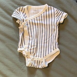 Pehr White and Blue Striped Baby Bodysuit 6-12 Months